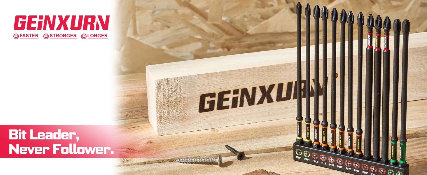 Geinxurn-Impact # 2-Kreuzschlitz-Schraubendreher-Bits-Set (PH1/2/3), 6 Zoll magnetisches S2-Stahl-Bits-Set mit farbcodierter Basis – Detail 1