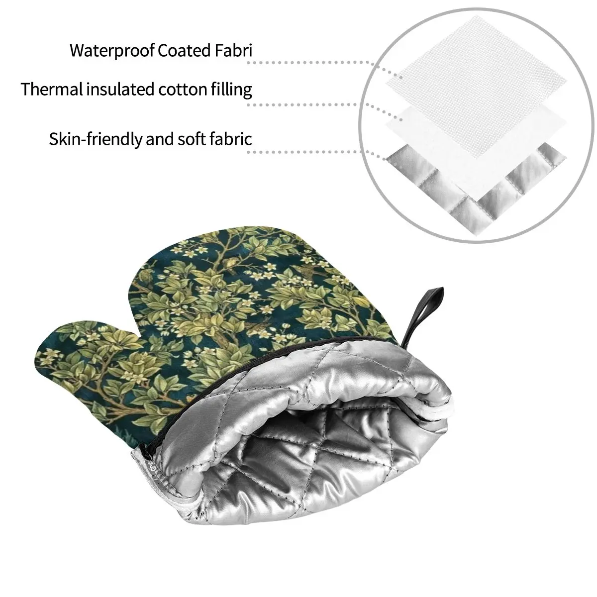 Tree Of Life By William Morris Oven Mitts and Pot Holders 4pcs Set High Heat Resistant Baking Cooking Gloves Kitchen BBQ