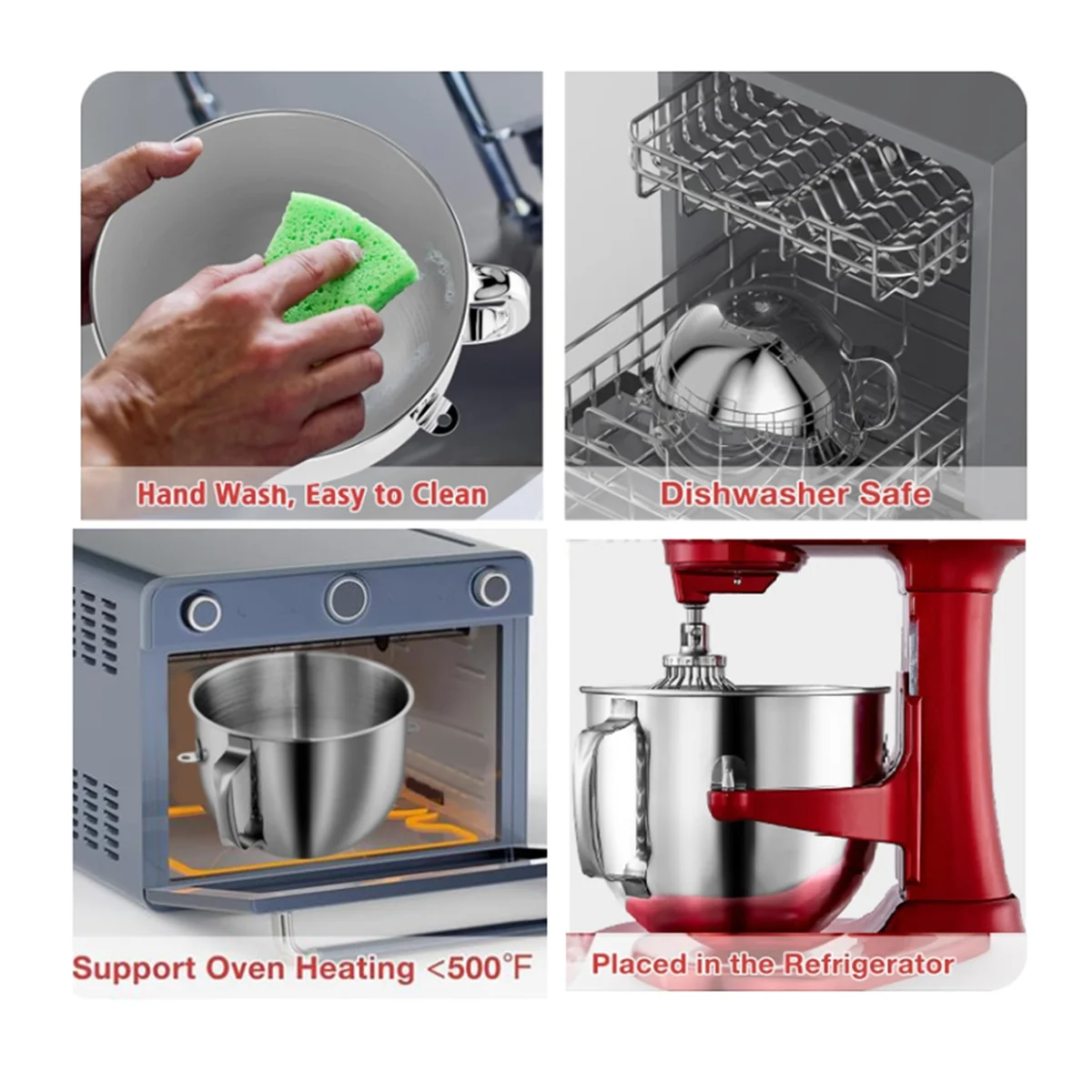 7QT Stainless Steel Mixer Bowl for Kitchenaid 7QT Tilt-Head Mixers KSM70SKXXV8 KSM70SKXXCA KSM70SKXXBK with Handle HOT