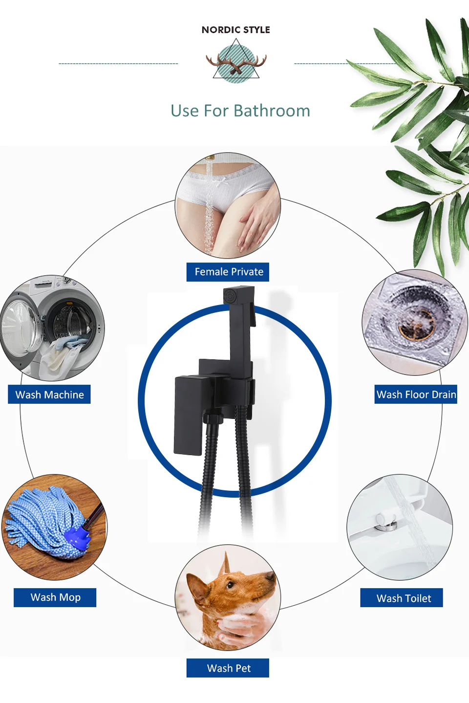 Description Picture 6 of itemBidet Faucet Brass Shower Tap Washer Mixer Cold Hot Water Mixer Crane Square Shower Sprayer Head Tap Toilet Faucets