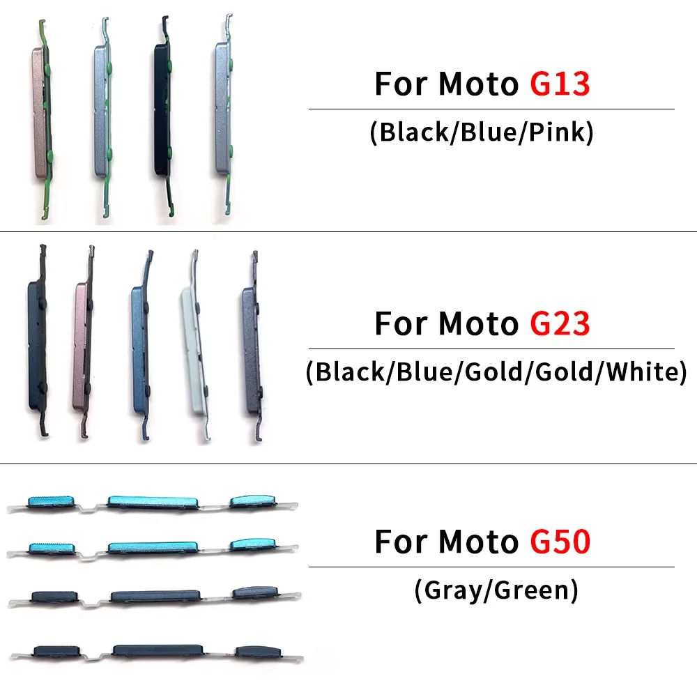 10Pcs, Moto G10 G100 G20 G200 5G G30 G50 G60 G60S G04 G05 G13 G14 G15 G22 G23 G24 측면 키 전원 및 볼륨 버튼 교체