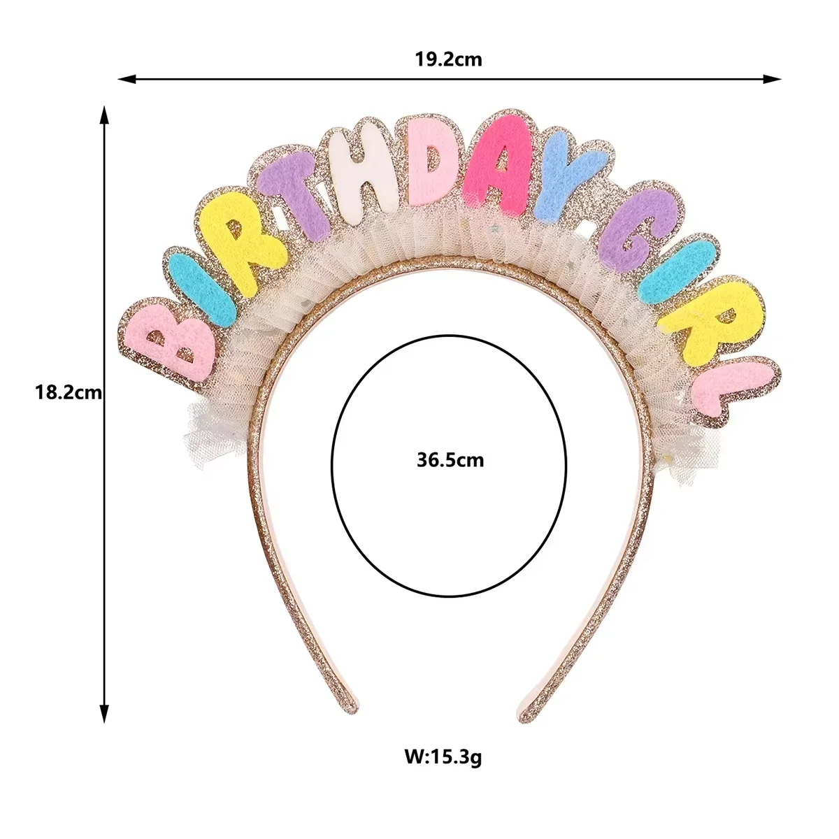 2026년 베스트셀러 아동 헤어밴드 독창적인 생일 파티 레이스 컬러 레터링 수제 패브릭 헤어 액세서리