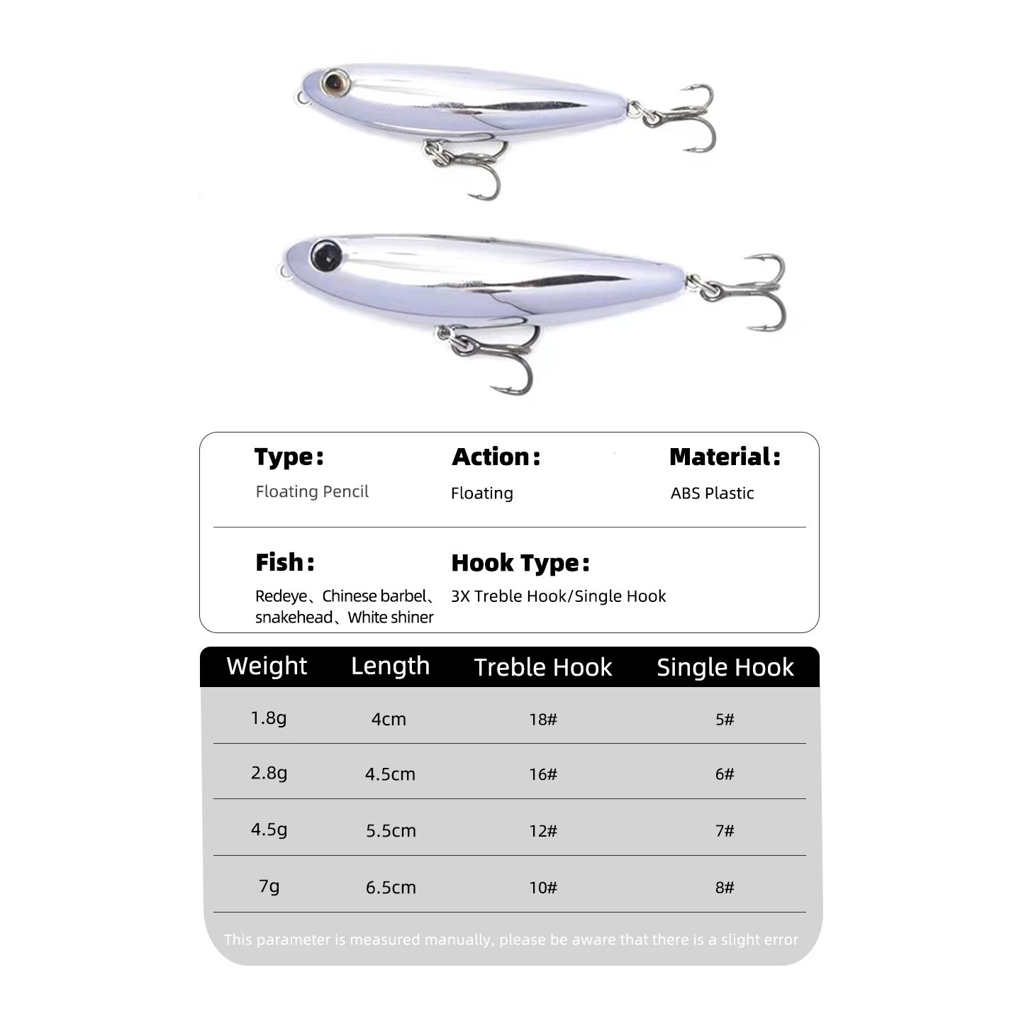 OUTKIT Angelköder, schwimmender Bleistift, StickBait-Köder, 4,5/2,8 g, Wobbler, Topwater-Kurbelköder, Artificiais, langer Wurf, harter Köder – Detail 4