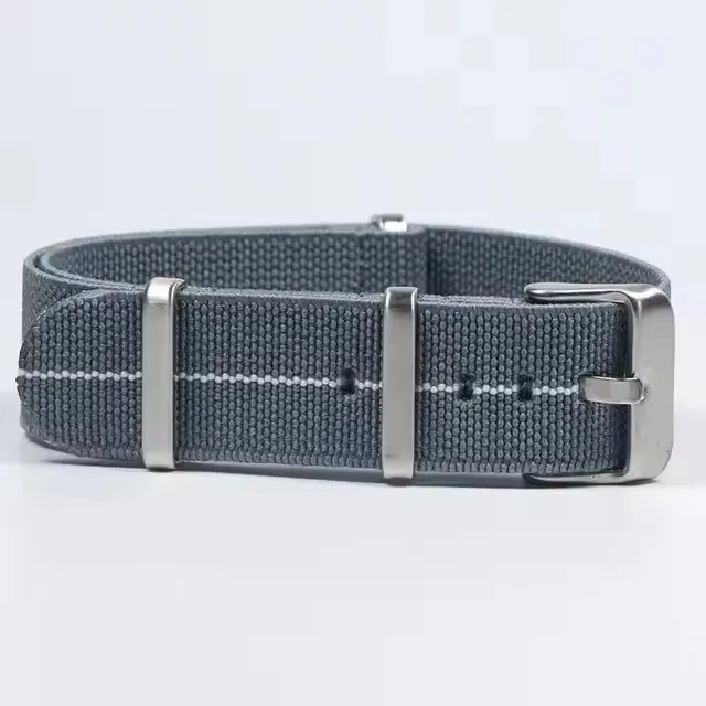 Nizonlaie Cinturino Per Orologio In Nylon Elastico French Troops Cinturino Per Orologio Da Paracadutista Militare Per Uomo Donna Fibbia Nero/Argento 18/20/22mm - Foto 14