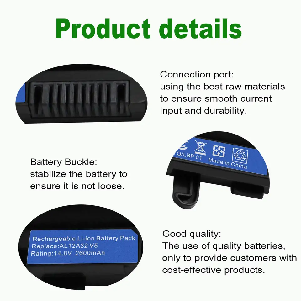 Batteria Portatile 2600mAh Per Acer Aspire V5-551 V5-571 – 14.8V 4 Celle AL12A32