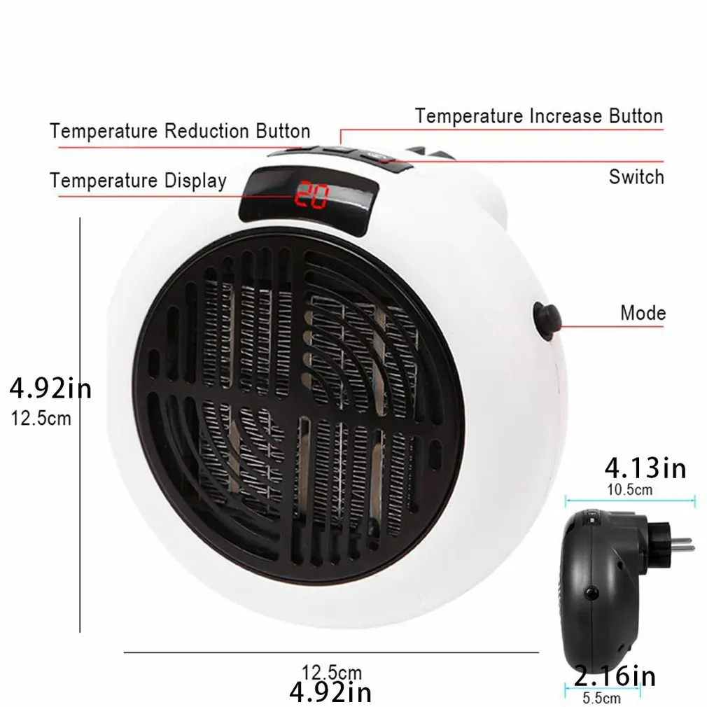 Lufterhitzer Heizlüfter für Zuhause 900w Mini Elektroheizung Heizung für Zuhause Elektrischer Warmluftventilator Büroraumheizungen Handlicher Lufterhitzer_voghion.com