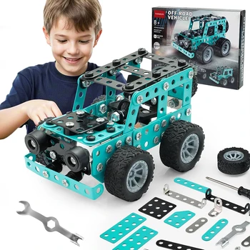 Building Toys Model Truck Set STEM Building Projects Model Car Kit Toys for Kids Assembly Toys for Boys 3D Metal Engineering Kit 1