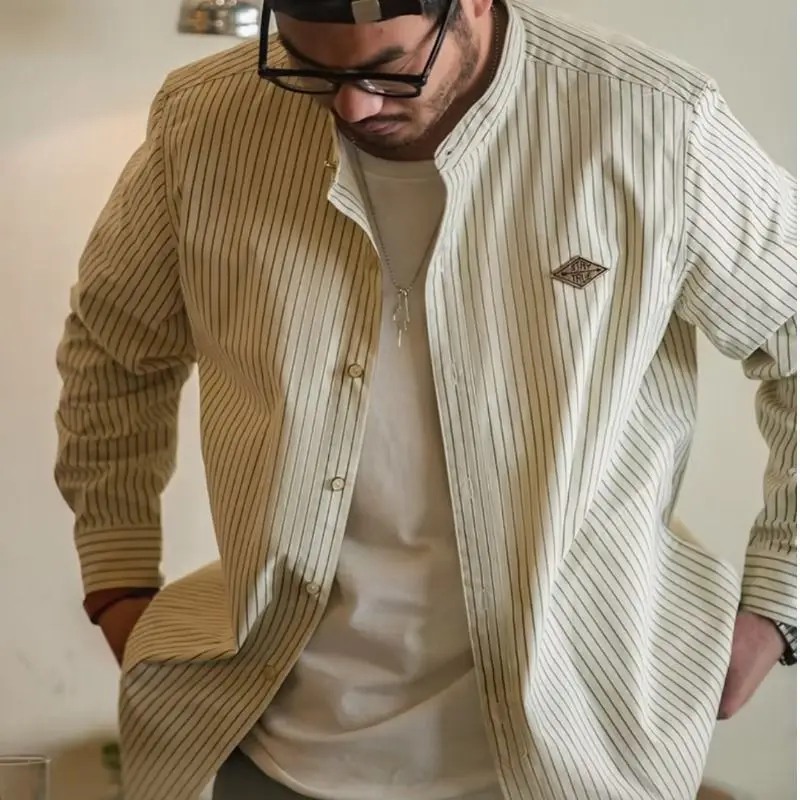 

Мужская бейсбольная рубашка в полоску, с длинным рукавом