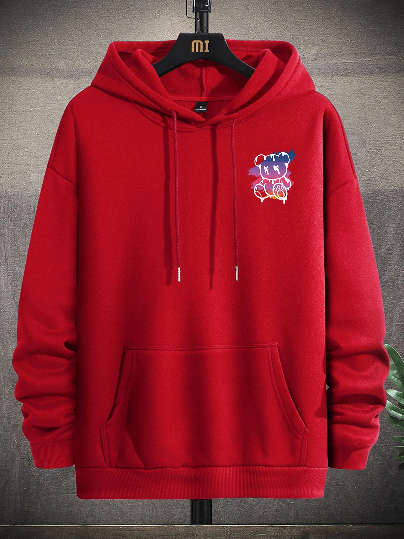 New York Art Word Cartoon Bear Sunset Scenery Design Male Clothing Hip Hop Street Hoodies All-Match Pocket Pullovers Men Hoody - Image 3