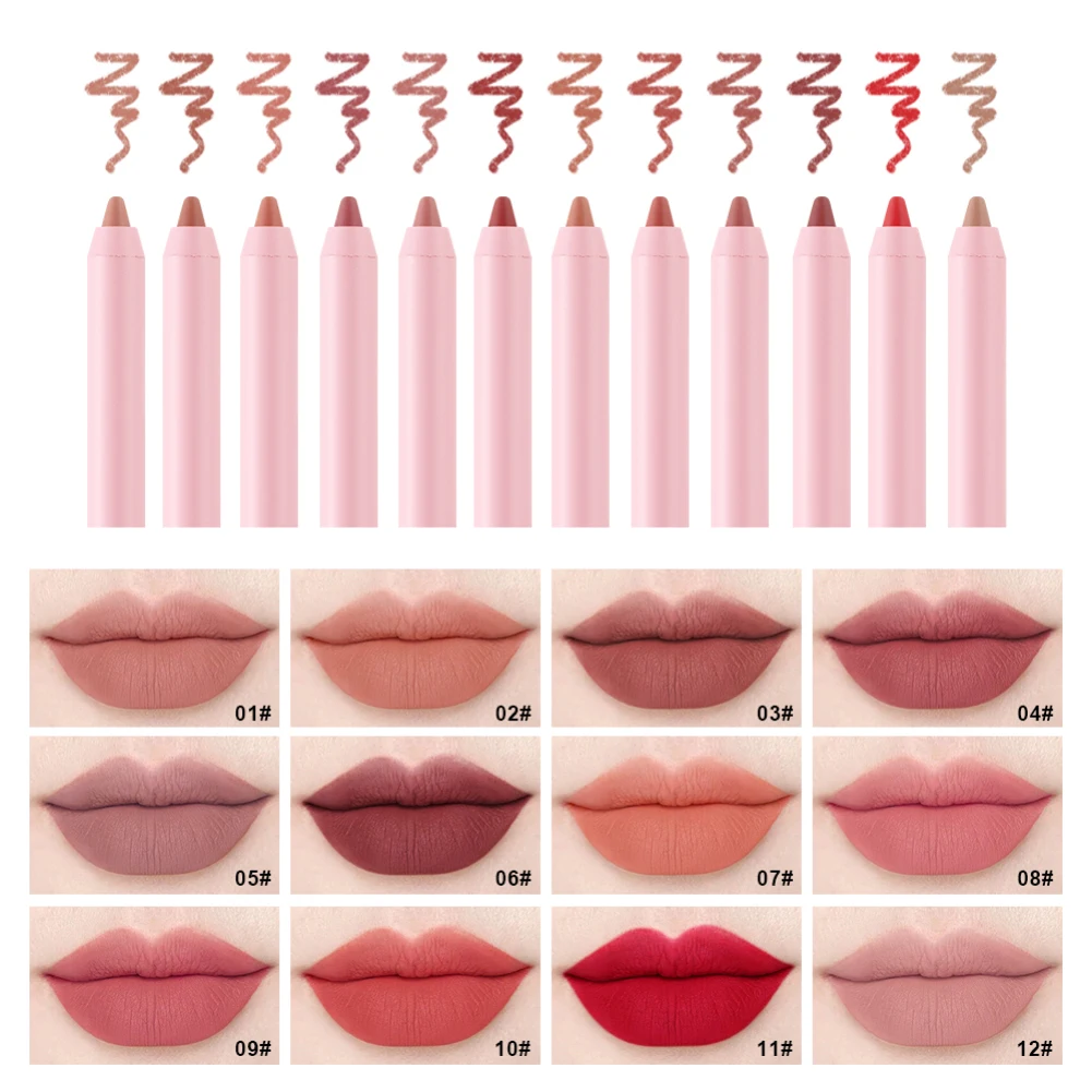 Lip Liner Lip Liner Pencil Lipliner Pencil Lip Stain 12 Colors Matte Velvet Lipstick Pen Lip Liner Pencil Waterproof Long Lasting Lipgloss Plum Pink Plump Lip Stain Korean Makeup