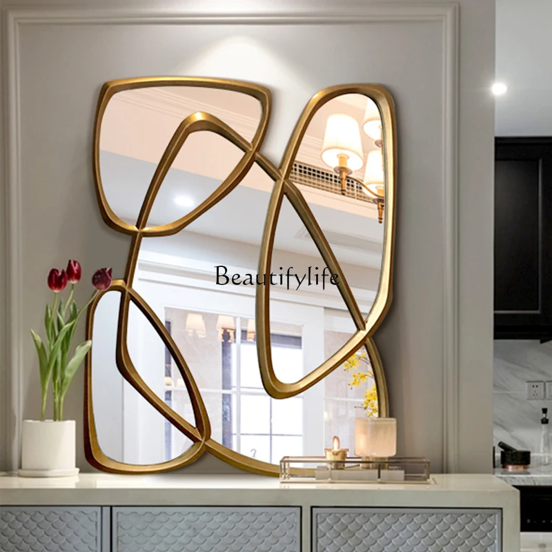 European and American antique gold entrance living room decorative mirror bedroom dressing mirror - Image 5