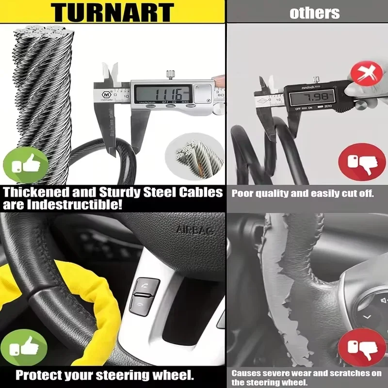 Enhanced Anti-Theft Car Security Steering Wheel Lock with Steel Cable