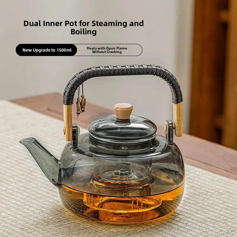 New 2024 Glass Tea Kettle High Temperature Resistant Stove Top  Cerc Range Cooker Tea Brewing Health Care Utensils