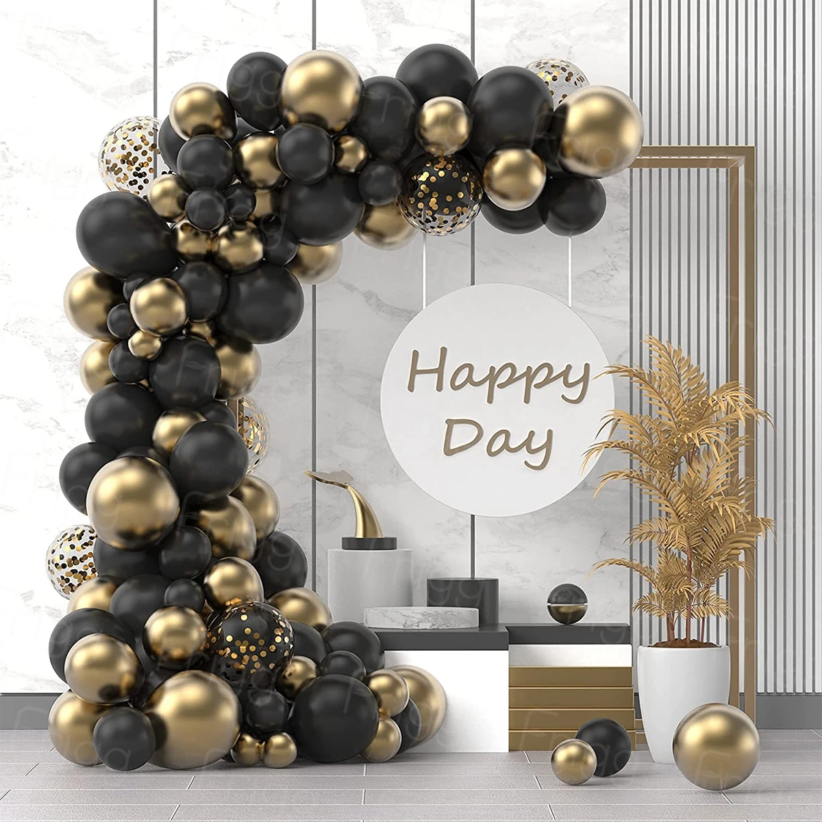 Palloncino in oro nero ghirlanda Arch Kit palloncini Foil