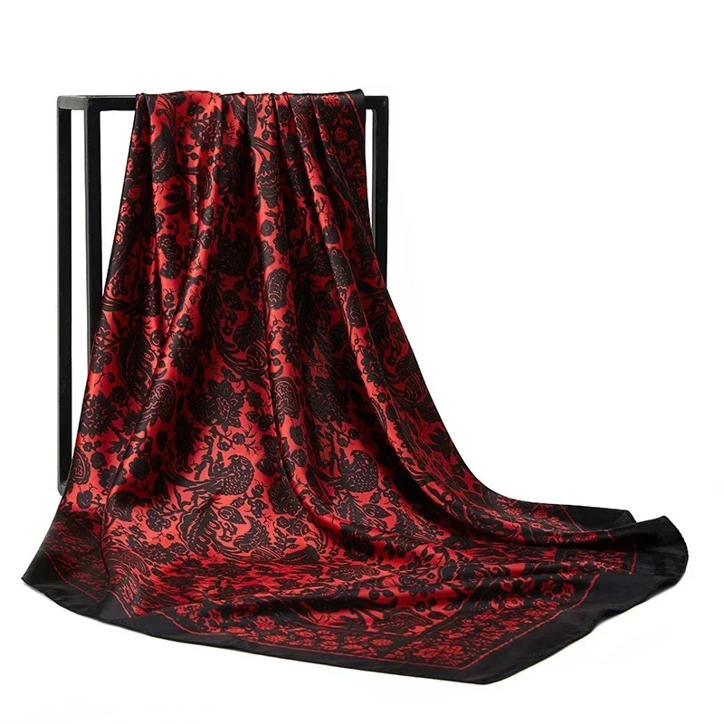 2024 Luxury Brand Foulard Neckerchief Shawl Wraps Print Silk Satin Scarf Square Women Muslim Hijab Elegant Headband Bandana 2