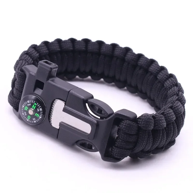 Outdoor Survival Bracelet with Whistle Scraper Tools