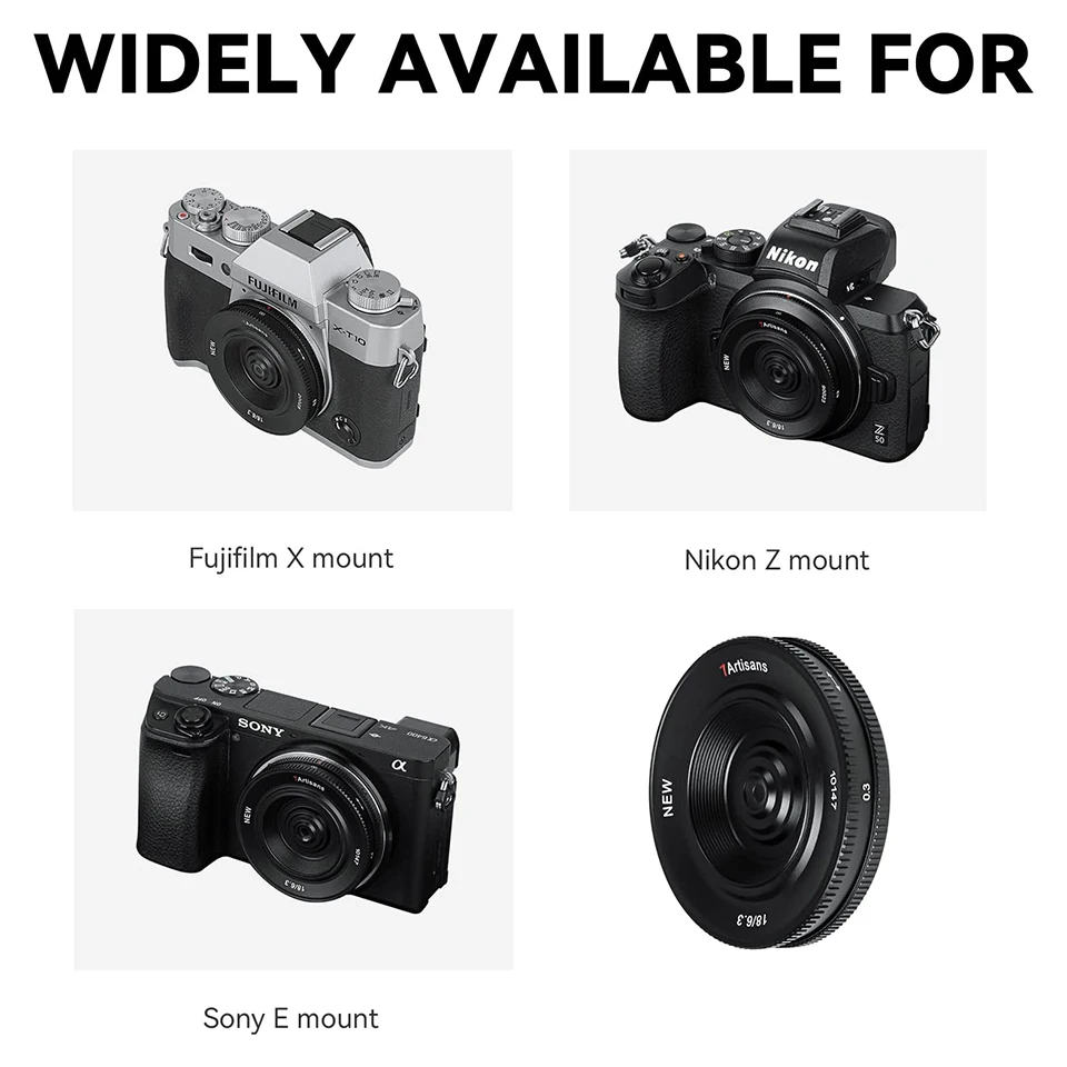 7artisans APS-C 프레임 18mm F6.3 마크 II 초슬림 카메라 렌즈 ( E, 후지필름 X, 니콘 Z, M43 마운트) 스트리트 사진 촬영용
