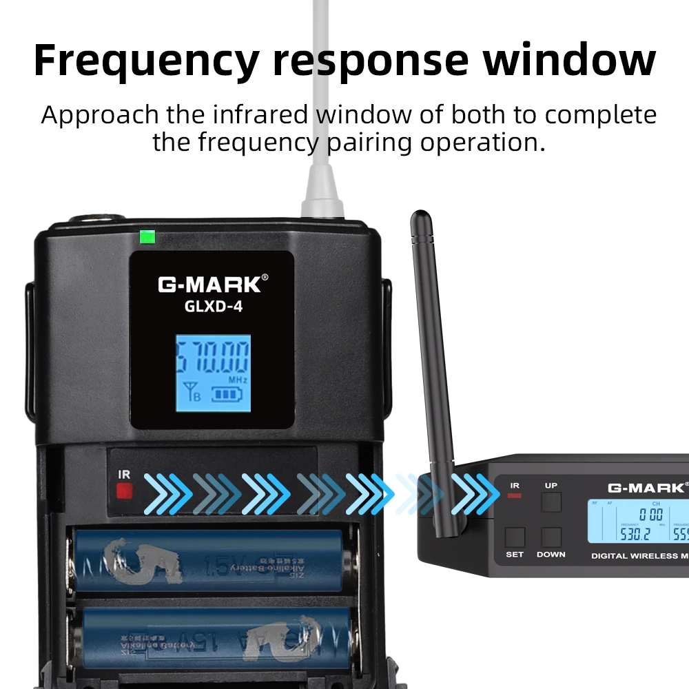 Wireless Lavalier Microphone G-MARK GLXD4 UHF Professional Headset Clip Mic Bodypack Frequency Adjustable 50M For Party Show