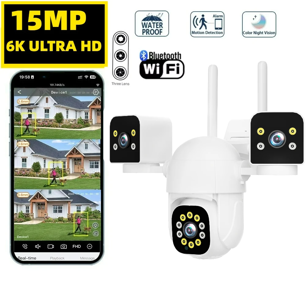 15MP 6K WIFI IP Outdoor Camera Motion Tracking PTZ 4K Video Camera ...