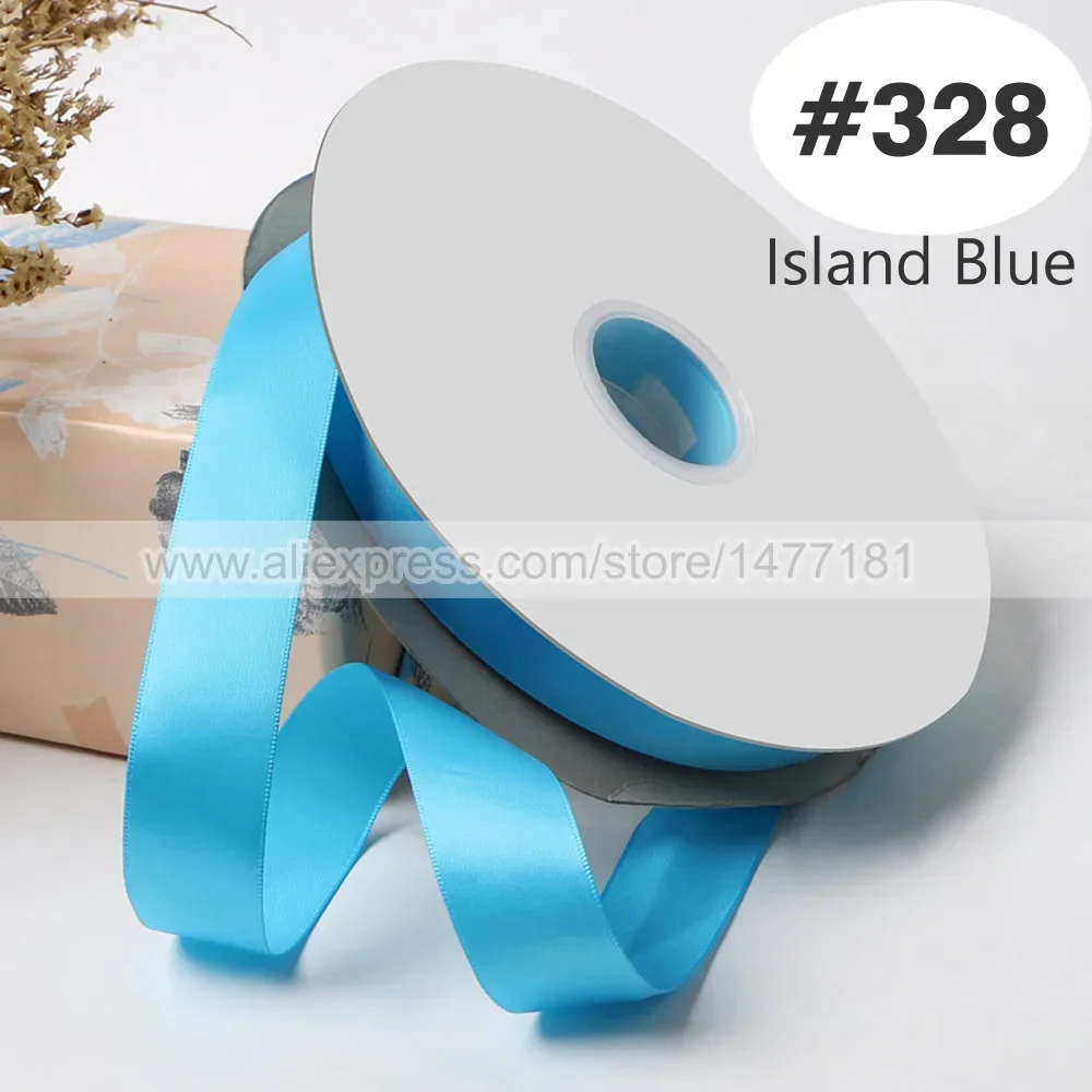 Blue Double Face Satin Ribbon – High-Density Polyester Fabric, Multiple Widths Available, 100 Yards