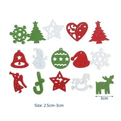50pcs Assorted Wooden Christmas Decor: Snowflakes, Trees, and Snowmen for DIY Crafts & Gift Packaging (A - 3cm)