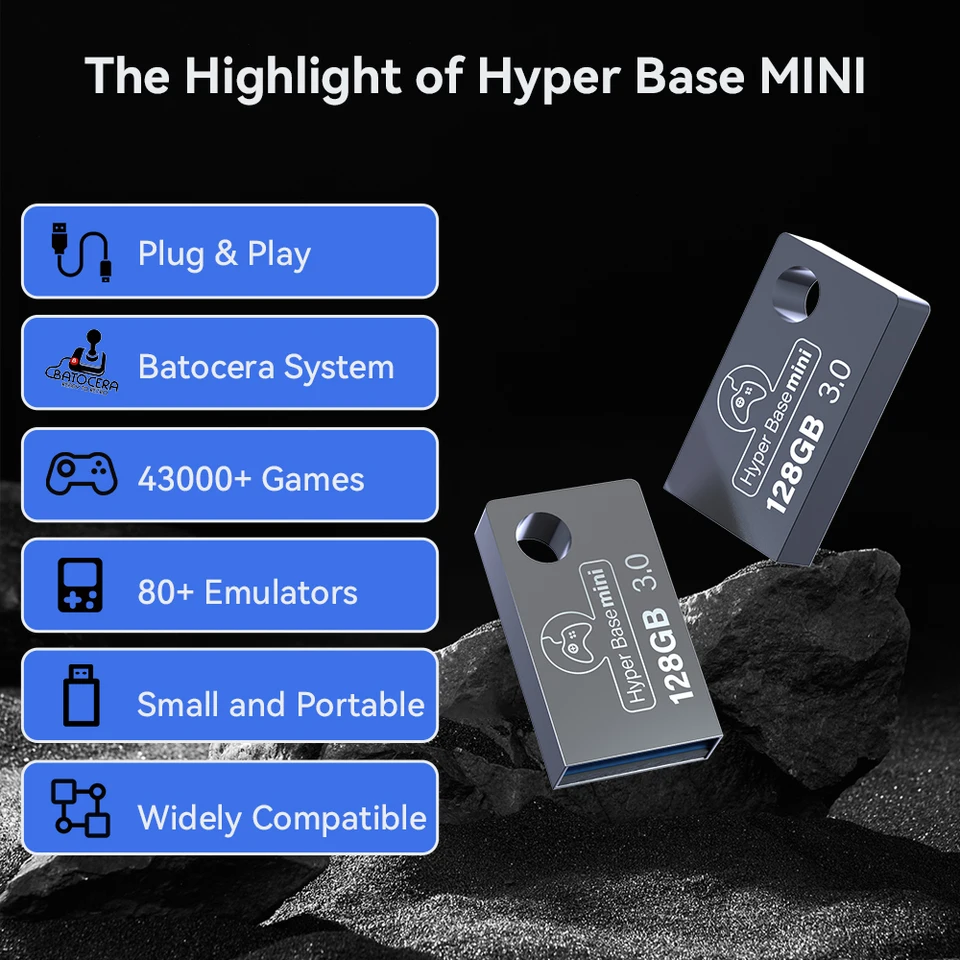 Portable 128GB USB 3.0 Hard Disk Batocera 37.Linux 43000+Retro