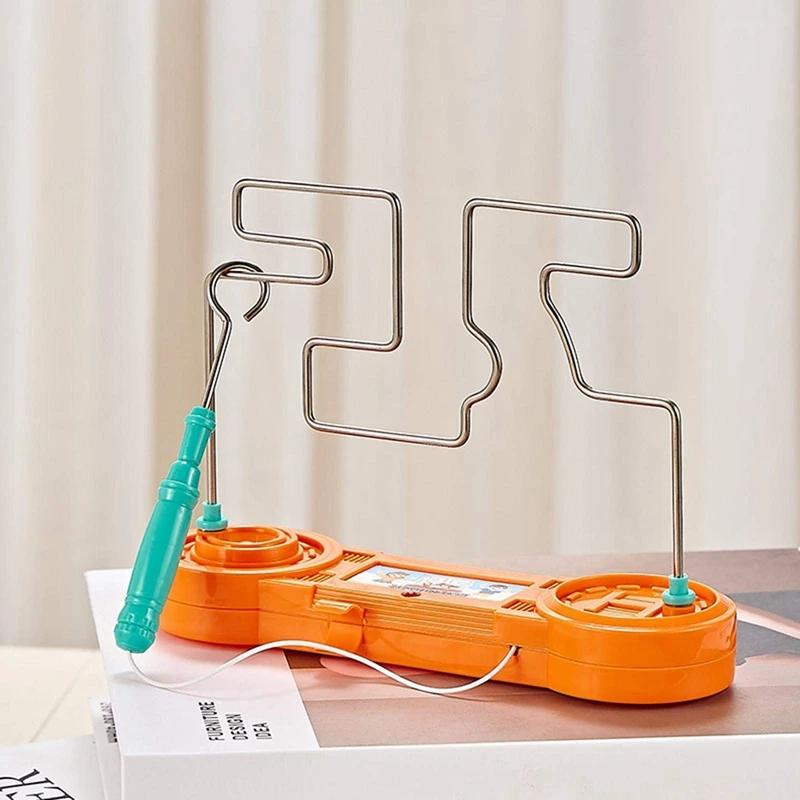 2X Bump Maze Toy Electric Dont Buzz The Wire Game Classic Tabletop Puzzle Game Retro Toys For Family Gathering, Orange 3