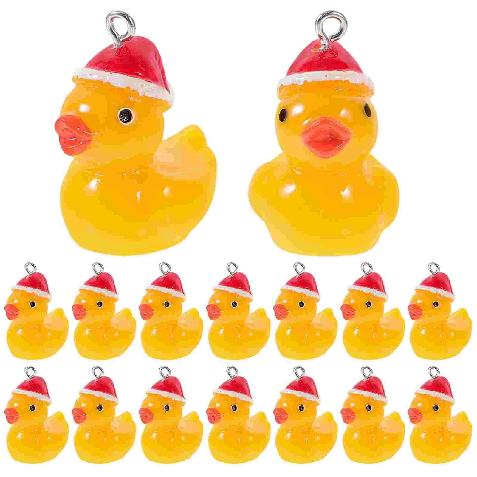 

3d Jewelry Charms Resin Christmas Hat Duck Pendant DIY Card Earrings Necklace Keychain Tree Decoration 20pcs
