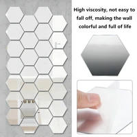 48PCS Hexagon Acrylic Mirror Wall Sticker Self-adhesive Removable Hexagon Decals Mirror Wall Home Room Decoration Mirror 2