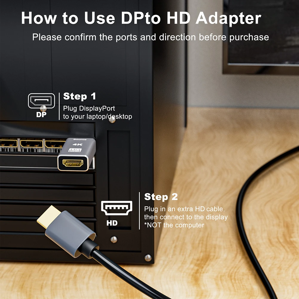 레노버 델 HP용 HDMI 호환 어댑터, 4K 디스플레이 포트-HDMI 호환 커넥터, 수-암, DP 디스플레이 포트-HDMI 호환 어댑터, 30Gbps