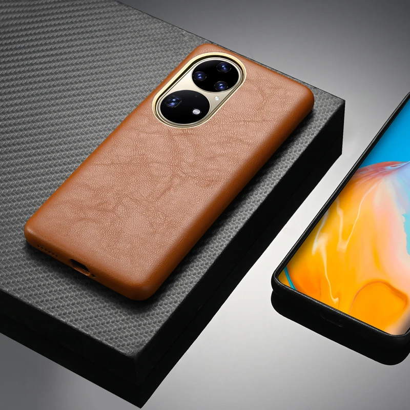 For Huawei P50 Pro Case Luxury PU Leather Business Protective Back Cover with Flocking inside For Huawei P 50 Pro