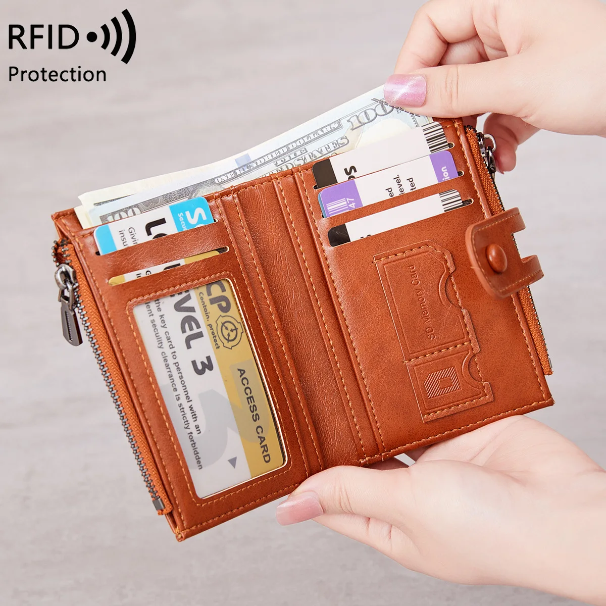 Fashion Leather Wallet for Women Short Bifold Zipper Purses Card Holder Coin Purse Money Clip Women's Wallet Gift