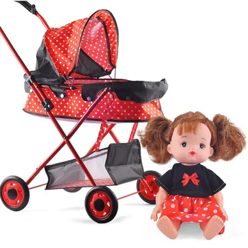 Simulazione passeggino accessori per la casa delle bambole carrello per carrozzina per neonati giocattolo per la scuola materna regalo per ragazze gioco di imitazione