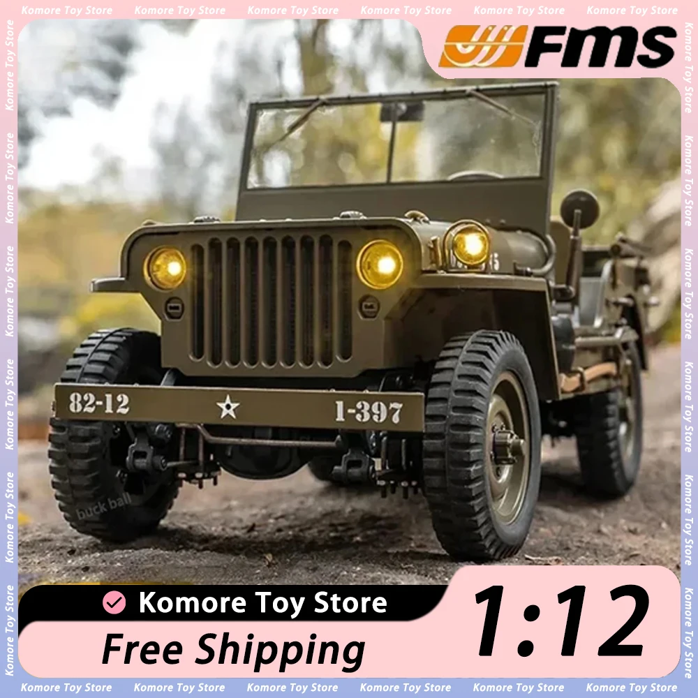 

Fms 1/12 1941 Willys Mb Rtr Green Jeep Car 2.4g 4wd Military Truck Buggy Rc Model Car Rtr Crawler Climbing Scale Adult Toy Gifts