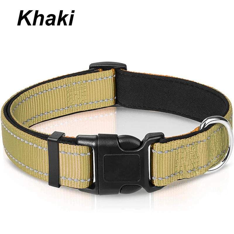 Reflecterende halsband voor middelgrote honden Zacht neopreen gevoerd nylon Stevig verstelbaar huisdierenhalsband voor middelgrote honden