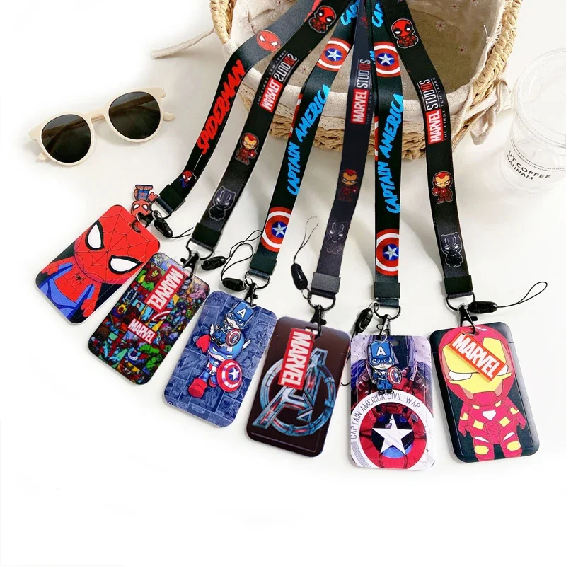 ID Card Holder Disney Superhero Neck Strap Pendant Boys Door Badge Holder Lanyards Keychain Men Work Credential Case Gift