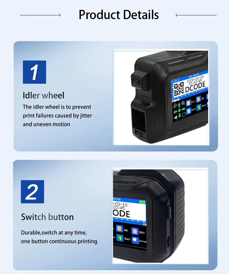 DC98 Mini Portable Inkjet Printer 12.7mm Handheld Thermal Inkjet Printer QR Barc