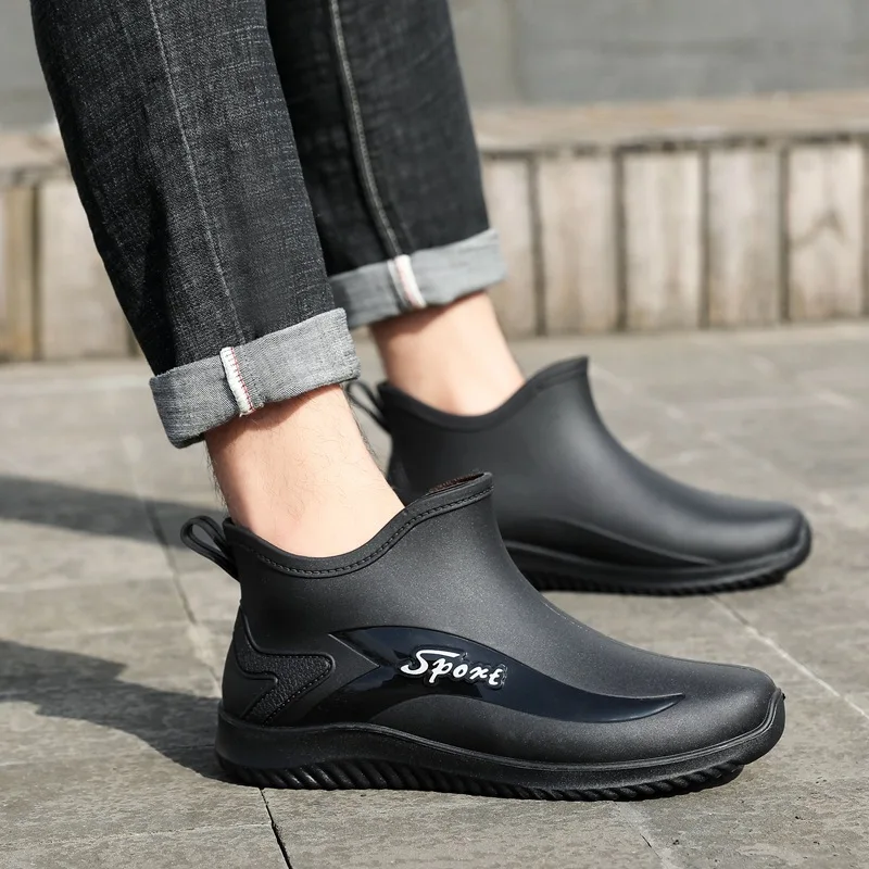 Bottes pluie homme courtes pêche antidérapantes résistantes cuisine lavage auto