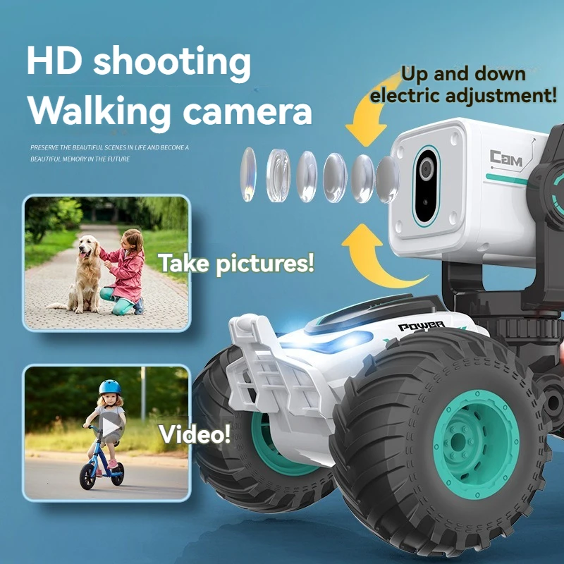 Children's rc remote control car handle HD photo remote dialog photography deformation stunt car boys toys Christmas gift 2