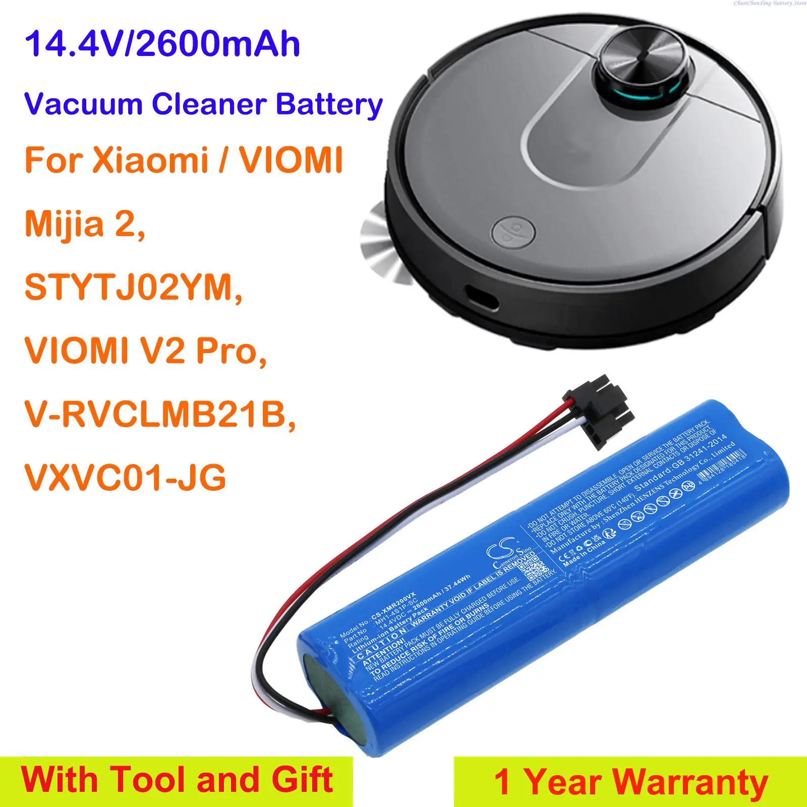 

Cameron Sino 2600mAh Vacuum Cleaner Battery MH1-4S1P-SC for Xiaomi/VIOMI Mijia 2, STYTJ02YM, VIOMI V2 Pro, V-RVCLMB21B,VXVC01-JG