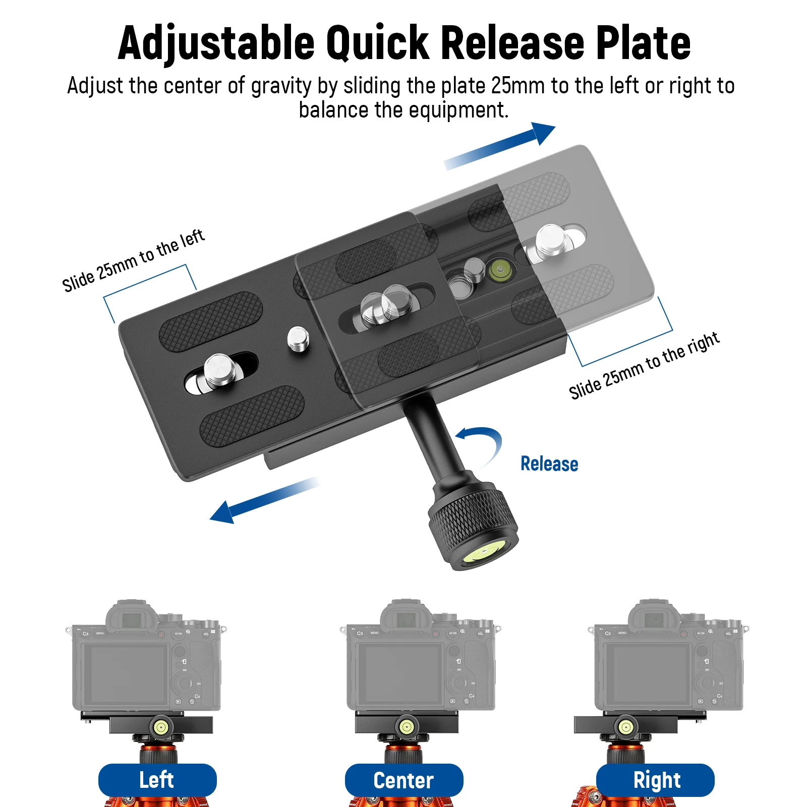Quick Release Plate with Clamp Adapter Set QR Plate with Clamp Bubble Level For