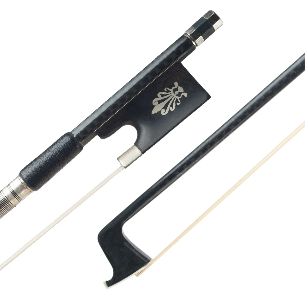 

Advanced 4/4 Size Violin Carbon Fiber Violin Bow Peacock Flower Ebony Frog Good Banlance White Real Horsehair