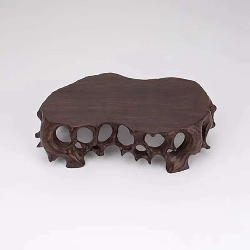 Solid wood root carving, hollowed out root art base, wooden pallet, strange stone, purple sand tea pot, miniature bonsai base