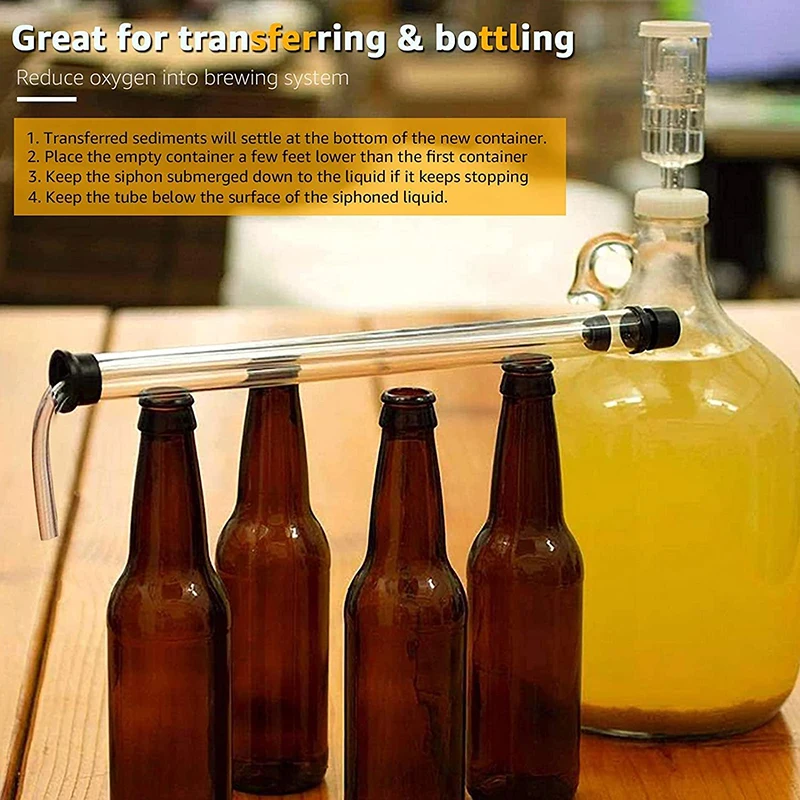 Home Brew-Kit de remplissage de transfert de vin, siphon automatique, canne  de siphon, tuyau de 1.2m, colliers de serrage, bière, vin, bouteille de