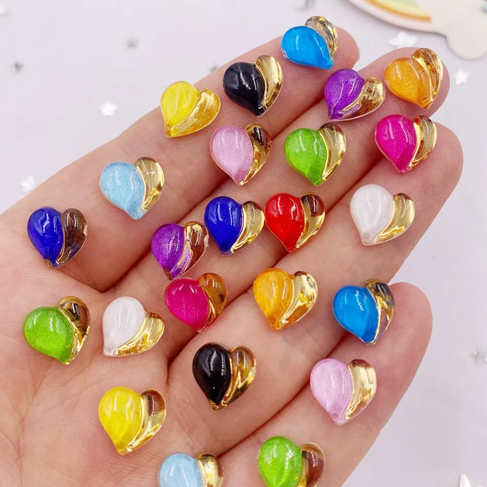 수지, 귀여운 컬러풀 10mm Phnom Penh 러브 하트 크리스탈 보석 플랫백 라인석 아플리케, DIY 웨딩 스크랩북 손톱 공예, 50 개