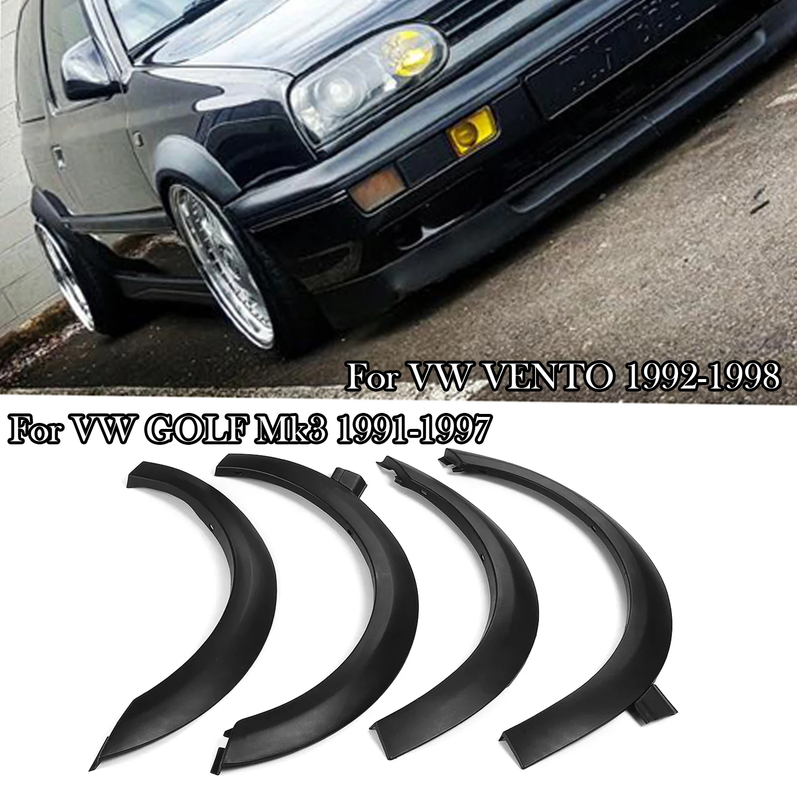 

4pcs Wheel Eyebrows Fender Flares For VW GOLF Mk3 1991-1997 / VW VENTO 1992-1998 Euro Version Wheel Arch Molding Trim Spoiler