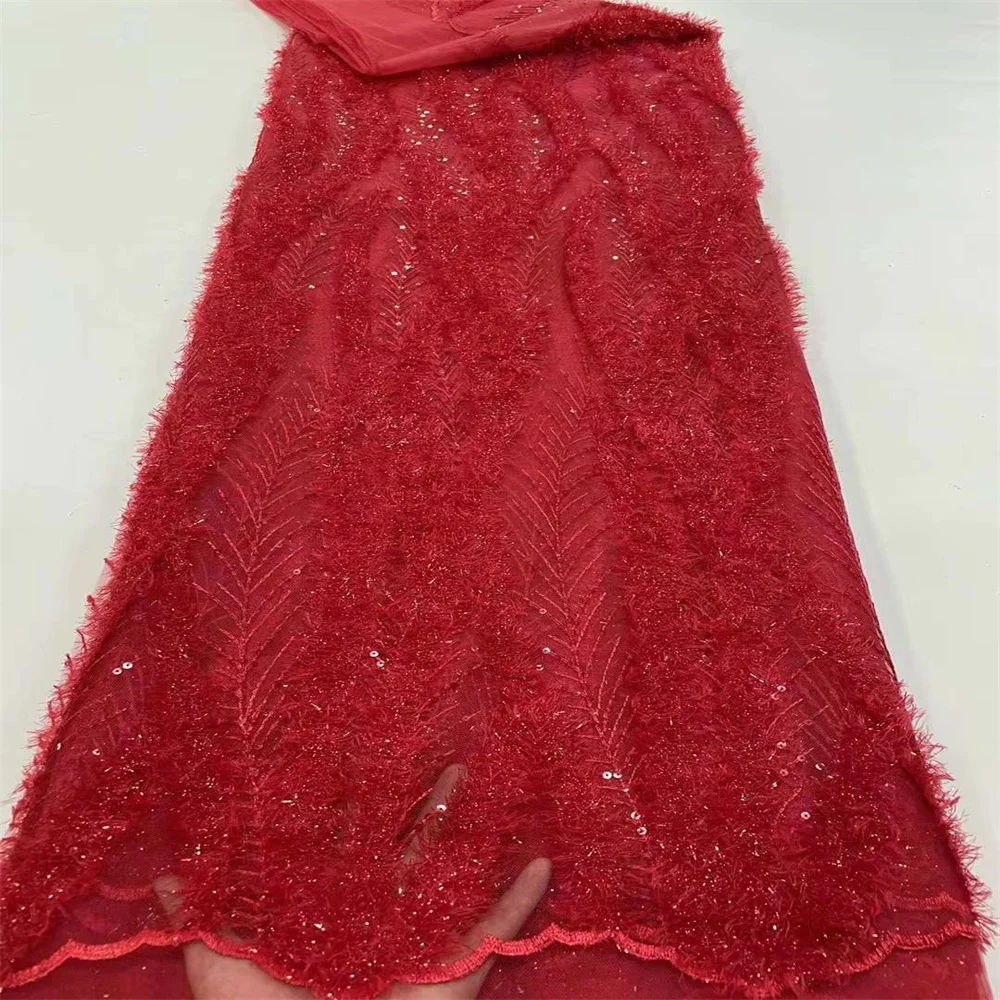 

Sequins Lace Fabric African French Lace Fabric 2022 High Quality Lace Groom Lace For Nigerian Lace Fabric Wedding Dress wy22-58