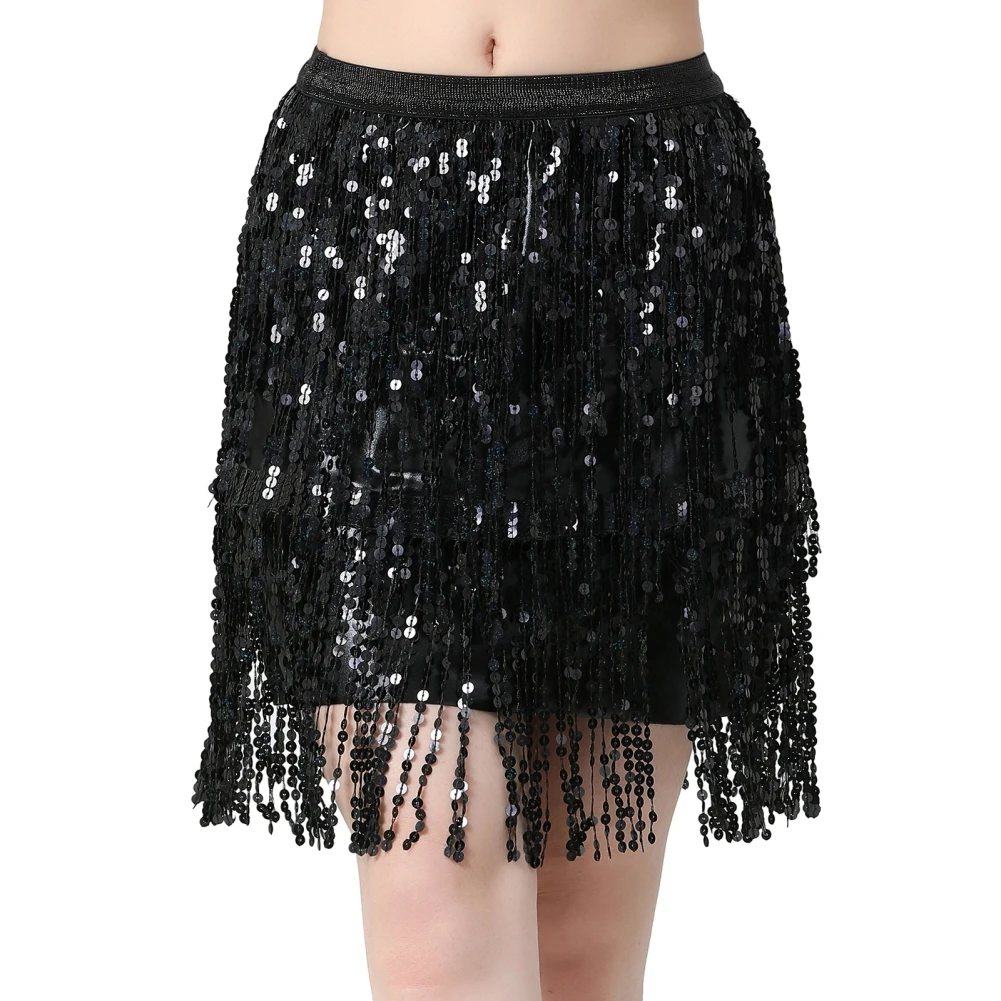 

Women's Elegant Latin Belly Dance Sequins Tassel Skirts Solid Mid-rise Slimming India Dancewear Stage Performance Outfits