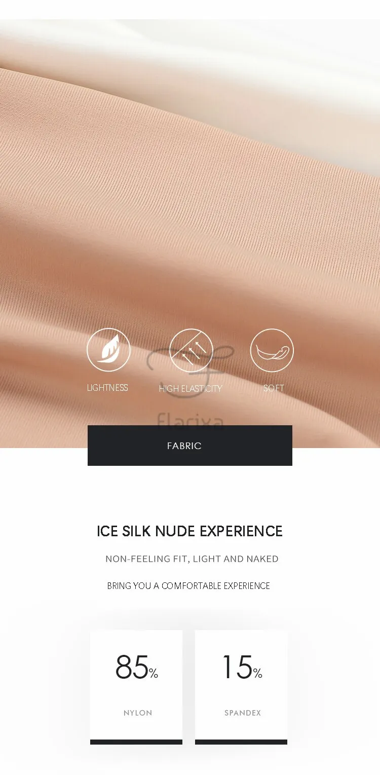 Description Picture 6 of itemFlarixa Seamless High Waist Shorts Panties For Women Tummy Control Hip Lift Ice Silk Safety Pants Underwear Boyshorts Boxer