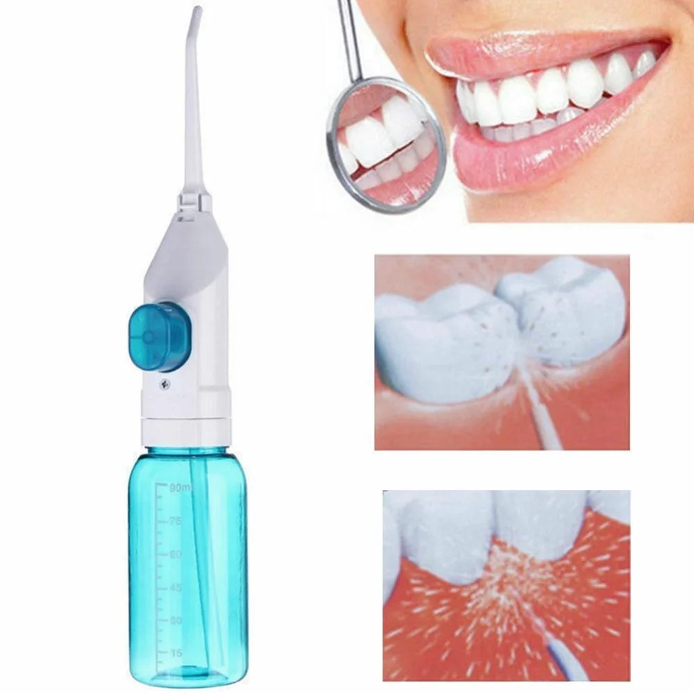 

Oral Irrigator Manual Pressed Water Floss Portable Dental Water Jet 90ML Tank Waterproof Tooth Cleaner